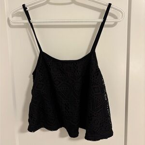 La Hearts Black Lace Crop Camisole